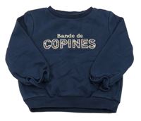 Tmavomodrá mikina s nápisom