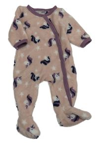 Svetloružový chlpatý overal s jednorožcami Ergee