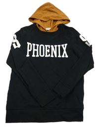 Černo-medové triko s nápisem a kapucí H&M