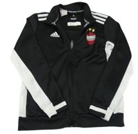 Černo-bílá sportovní funkční propínací mikina s výšivkou Adidas