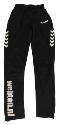 Černo-bílé sportovní kalhoty s nápisem Hummel