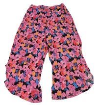 Ružovo-čierne vzorované kvetované ľahké nohavice Page one young