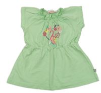 Svetlozelené bavlnené šaty s plameňákem Liegelind