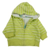 Zeleno-bílá pruhovaná propínací mikina s kapucí H&M