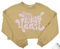 Světlehnědá crop mikina s nápisy H&M