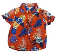 Červená košeľa s listy havajského stylu Primark