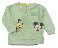 Zelenkavá froté mikina s Mickeym zn. Disney