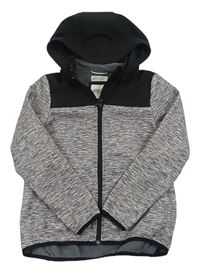 Čierno-melírovaná softshellová bunda s kapucňou zn. H&M