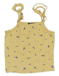 Žltý kvetovaný crop top New Look