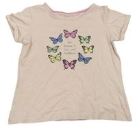 Svetloružové tričko s motýly Primark