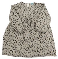 Hnědo-bílo-černé vzorované šaty Primark
