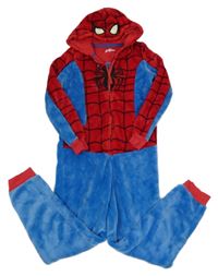 Červeno-modrá chlupatá kombinéza s kapucí - Spiderman 