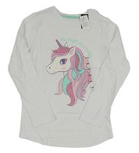 Nové - Bílé triko s jednorožcem Dunnes