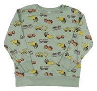 Svetlozelená mikina s nákladiakmi Topolino