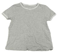 Světlešedé melírované tričko s bílým lemem Primark