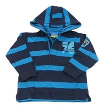 Tmavomodro-modré pruhované triko s číslem a kapucí Topolino