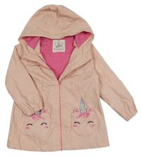 Světlerůžová nepromokavá jarní bunda s jednorožci a kapucí F&F