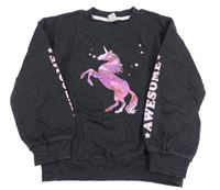 Čierna mikina s jednorožcom Tu