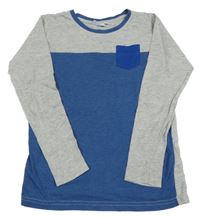 Sivo-modré pyžamové tričko s kapsičkou Alive