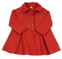 Červený flaušový kabát s golierikom SHEIN