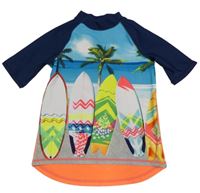 Modror-tmavomodré UV tričko se surfy H&M