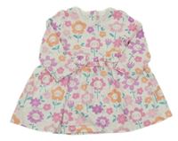 Bielo-ružové kvetované bavlnené šaty