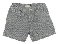 Tmavomodro-biele pruhované plátenné kraťasy H&M