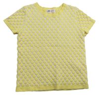 Bielo-žlté pletené tričko s bodkami zn. H&M