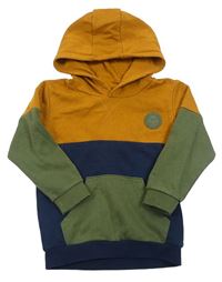 Tmavomodro-medovo-khaki mikina s kapucí Matalan