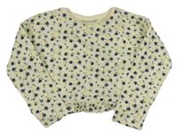 Smotanové crop tričko s kvietkami Matalan