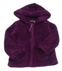 Purpurová chlupatá bunda s kapucí Manguun 