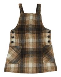 Béžovo-hnedé kockované vlnené šaty Primark