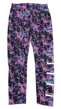 Černo-růžovo-modré vzorované legíny Elle