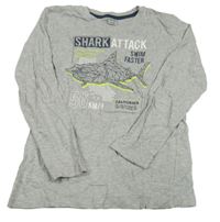 Sivé tričko so žralokom a nápisom Y.F.K.