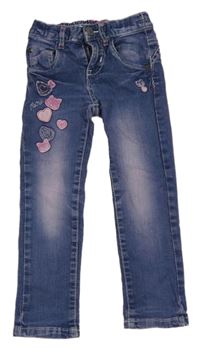 Modro-ružové rifle so srdiečkami a mačkami Kiki&Koko