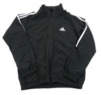 Čierna šušťáková športová bunda s pruhmi Adidas