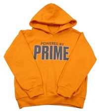 Oranžová mikina s nápismi a kapucňou