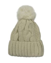 Smetanová pletená čepice s bambulí H&M