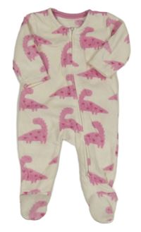 Smetanový chlupatý overal s dinosaury George