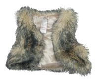 Broskvovo-sivá kožušinová podšitá vesta C&A