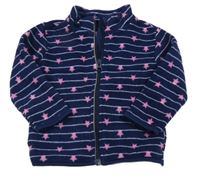 Tmavomodro-biela pruhovaná fleecová prepínaci mikina s hviezdičkami Impidimpi