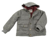 Šedá melírovaná pletená zateplená bunda s kapucí Next 