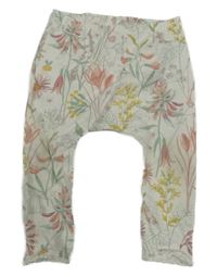 Bílé tepláky s kytičkami a zajíčky Next