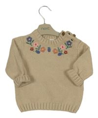 Nové - Béžový svetr s kytičkami M&S