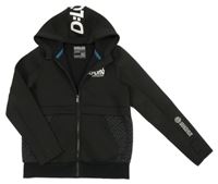 Černá thermo propínací mikina s nápisem a kapucí C&A