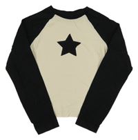 Smetanovo-černé crop triko s hvězdičkou F&F