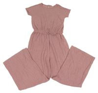 Starorůžový strukturovaný palazzo kalhotový overal Hema 