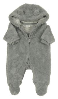 Šedá chlupatá kombinéza s kapucí Next 