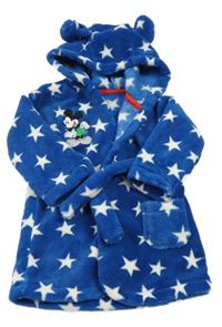 Modrý hvězdičkovaný chlupatý župan s Mickeym a páskem George 