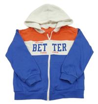 Modro-bílo-červená propínací mikina s nápisem a kapucí H&M